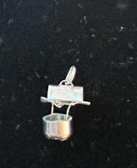 Vintage Sterling Silver Wishing Well Water Charm 3D Moveable Handle