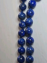 Vintage 19″ Natural Lapis Lazuli Bead Necklace – 14K Gold Clasp – Hand-Knotted