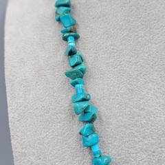 Vintage Turquoise Stone Nugget Bead Necklace 22 in 59 grams
