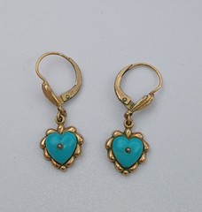 Vintage 14k Yellow Gold Franz Breuning Dangle Heart Earrings 1.1g