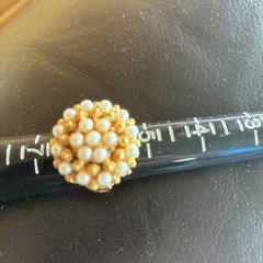 Vendome White Pearl Adjustable Mid Century Brutalist Cocktail Ring