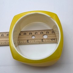 Vintage Yellow Lucite Bangle Bracelet Chunky Asymmetrical Geometric 8.5 in