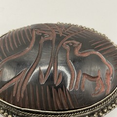 Vintage Hand Carved Deer Brooch C Clasp Horn (?) Large 3 x 2.5 in Pin African