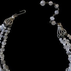 Vintage 3 Strand Crystal Glass Choker Necklace Clear Gray Faceted Beads 12–15″