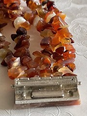 Beautiful Agate And Pearl Bracelet With Beaded Nuggets & Silver Tone Clasp 7.5”