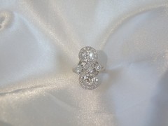 Vintage Sterling Silver 925 CZ Large Antique Style Ring Size 6