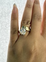 Rare Cross Cut Diamond Ring 1.00ct 14k Yellow Gold J SI2 6x5mm Size 7