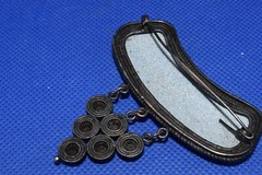 VTG OLD russian Cupronickel Finift Enamel Retro porcelain brooch German Silver