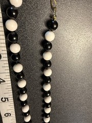Vintage Black and White Beaded Strand Necklace Filigree Slide Clasp ~23-24 Inch