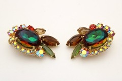Verified 5120 D&E Juliana Fall Watermelon Heliotrope Vitrail Rhinestone Earrings