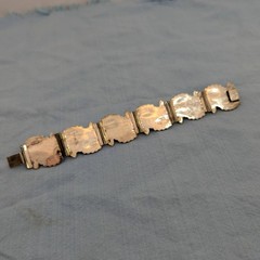 Vintage CMB Mexican Sterling Silver Hinged Link Bracelet – 6 7/8 inch