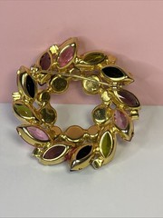 Vintage Wreath Brooch Fruit Salad Design D&E Juliana Multicolor Rhinestones