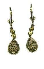 Vintage 14k Yellow Gold Dangling Earrings About 60 Diamonds