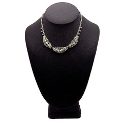Elegant Swag Design Sparkling Rhinestone Silver Tone Art Deco Style Vtg Necklace