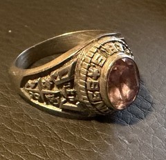 Vtg JOSTEN LTM Class Ring South Jones JMS Pink Stone Sz 6 Women