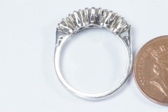 VINTAGE ENGLISH SOLID PLATINUM DIAMOND 5 STONE RING c1980’s – 1.35ct.