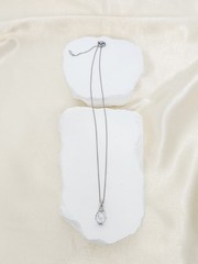 Vintage Silver Tone Crystal Tear Drop Pendant Necklace With Rhinestones Signed N