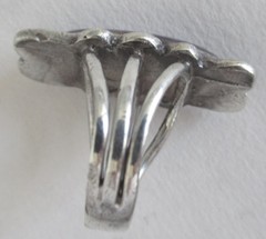 LONG HANDMADE SOUTHWEST SIZE 5.25 STERLING RING w AMETHYST, 7 GRAMS, 1 1/4″ LONG
