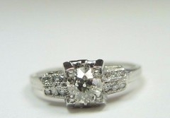 Antique Art Deco European Diamond Engagement Ring Platinum Ring EGL USA