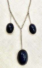 Antique Edwardian SODALITE 935 Sterling Silver Negligee Necklace ~ GERMANY