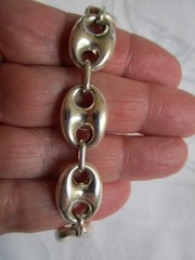 Vintage Sterling Silver Mariner Puffy Link Bracelet Italy 7.75” Long 0.5” Wide