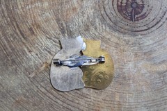 Gold Tone Brass & Silver Tone CATS KITTENS HUGGING Pin