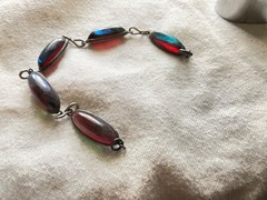 Delicate Art Deco Dragons Breath Cabochon Sterling Floral Bracelet 6.5”