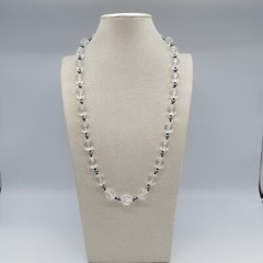 Vintage Clear Beaded Necklace Lightweight Retro 30″