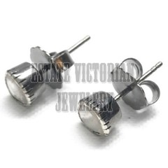0.66Ct Genuine Old Mine Solitaire Antique Cut Diamond Silver Estate Stud Earring