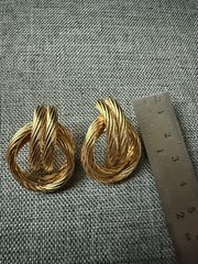 Vintage Door Knocker Knot Earrings Gold Tone Pierced Capsule Old Money Career