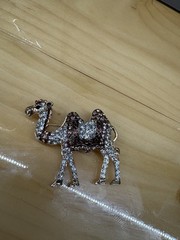 White Rhinestone Enamel Camel Brooch Pin Pendant