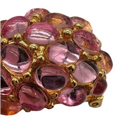 VTG SIGNED KJL KENNETH JAY LANE FAUX PINK JELLY BELLY CLIP ON EARRINGS NICE!