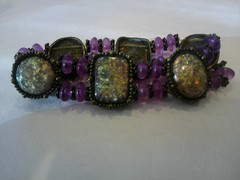Vintage FLORENZA Gold Tone Bracelet Rhinestone Victorian Style ANY HELP W/STONE