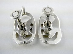 Vintage Gilt Front Sterling Silver Deco Style Leaf Screw Back Earrings 5g .75 In