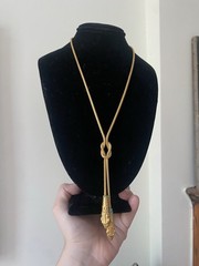 Museum Modern Art Double Snake 24K Plated Egyptian Lariat Necklace MMA WAG 1994