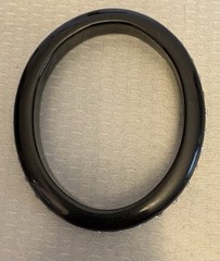 Vintage Black Plastic Inset Rhinestone Bangle Rare Oval Shape 7″
