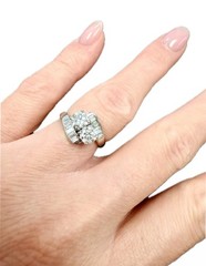 Vintage European Cut & Baguette Cut Natural Diamond Ring in Platinum