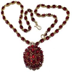VINTAGE STUNNING CARNELIAN RED GLASS CRYSTAL SIGNED MMA CH NECKLACE