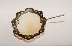 Vintage Harwood 6.1g Sterling Silver Carved Shell Cameo Brooch Pin 37mm x 30mm