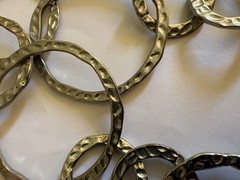 LONG VINTAGE SILVER TONE VCLM NECKLACE W/ INTERLOCKING CIRCLES