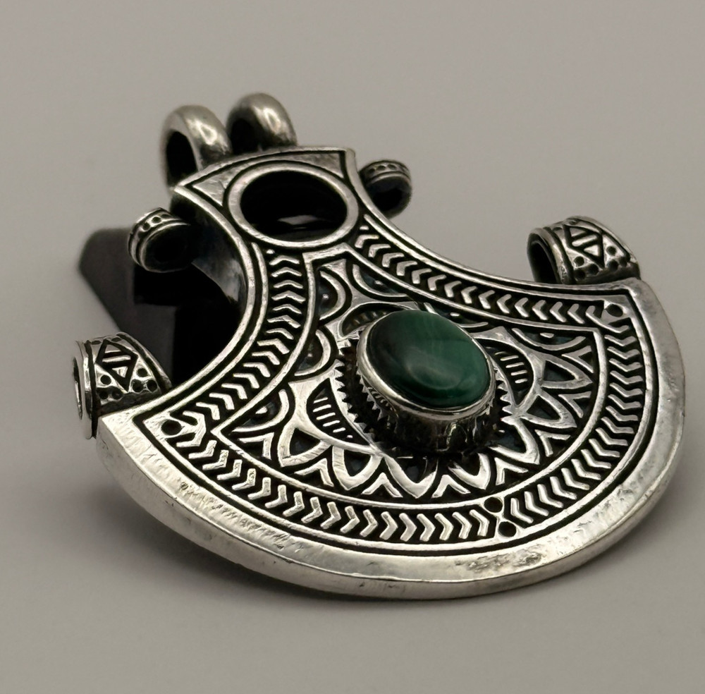Ancient Victorian Star Pendant Silver Necklace Rare Amulet With Natural Stone