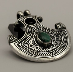 Ancient Victorian Star Pendant Silver Necklace Rare Amulet With Natural Stone