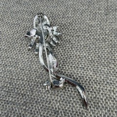 Vintage Ledo Polcini Brooch Pave Coneflower Clear Rhinestones 3 Inches Signed
