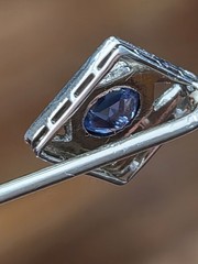 18K & 14K White Gold Antique Art Deco Sapphire Stick Pin