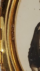 Large GF art deco black enamel Photo Locket Pendant Gold Filled Chain VTG Evans