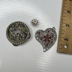 H7 Lot Crystals Red Birds Heart Love Boho Hippie Glam Retro Pendants