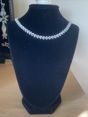 Vintage Necklace Art Glass Estate Jewelry Pre-Owned Rhodium Plated 16″ Choker