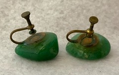 Vintage Jade, Aventurine, Jadeite, Natural Stone, Twist Back Earrings JWL-1055