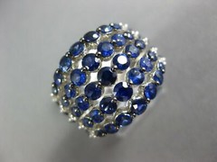 LARGE 3.77CT DIAMOND & AAA SAPPHIRE 18KT WHITE GOLD MULTI ROW ANNIVERSARY RING
