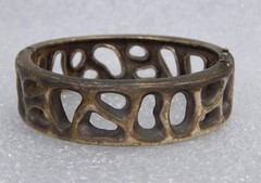 Mid century Vogary Vocari modernist brutalist cuff bracelet silverplate